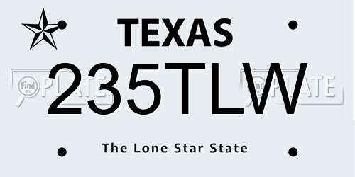 235TLW Texas License Plate