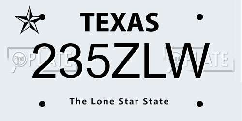 235ZLW Texas License Plate