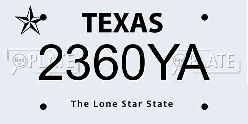 2360YA Texas License Plate
