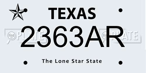2363AR Texas License Plate