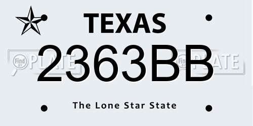 2363BB Texas License Plate