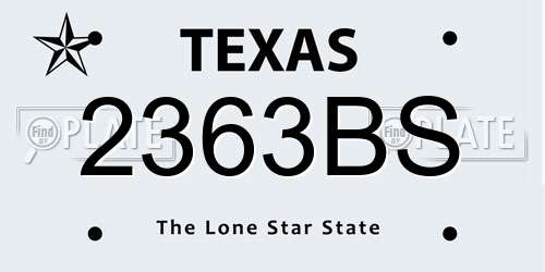 2363BS Texas License Plate