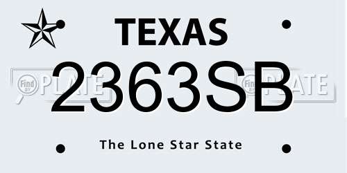 2363SB Texas License Plate