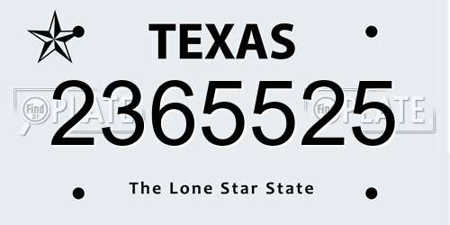 2365525 Texas License Plate