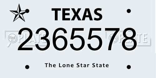 2365578 Texas License Plate