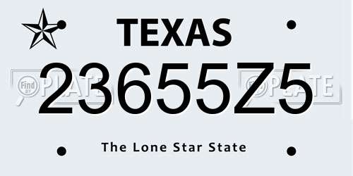 23655Z5 Texas License Plate