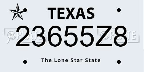 23655Z8 Texas License Plate