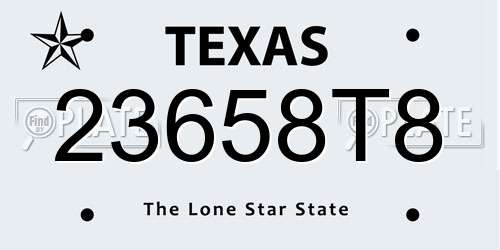 23658T8 Texas License Plate