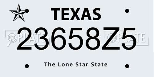23658Z5 Texas License Plate