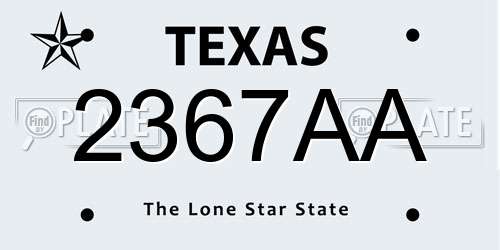 2367AA Texas License Plate