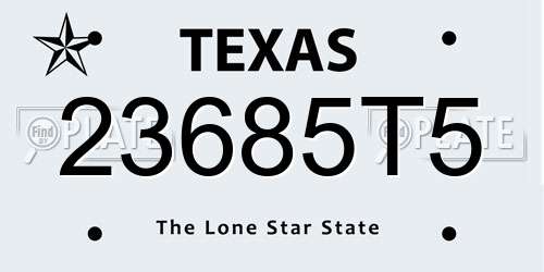 23685T5 Texas License Plate