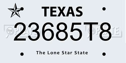 23685T8 Texas License Plate