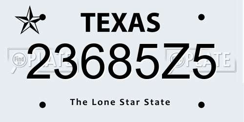 23685Z5 Texas License Plate