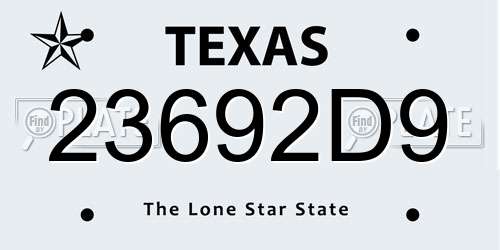 23692D9 Texas License Plate