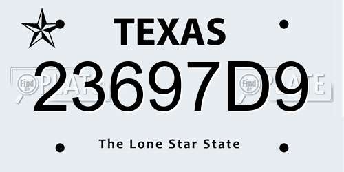 23697D9 Texas License Plate