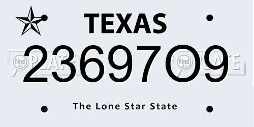 23697O9 Texas License Plate