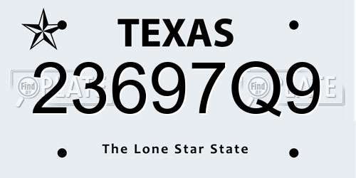 23697Q9 Texas License Plate