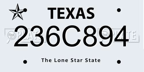 236C894 Texas License Plate