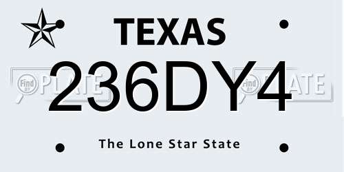 236DY4 Texas License Plate