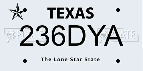 236DYA Texas License Plate