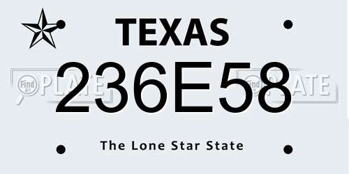 236E58 Texas License Plate