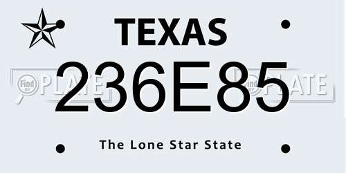 236E85 Texas License Plate