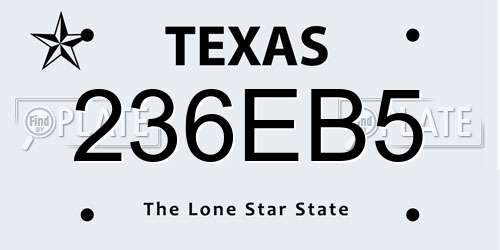 236EB5 Texas License Plate