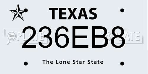 236EB8 Texas License Plate