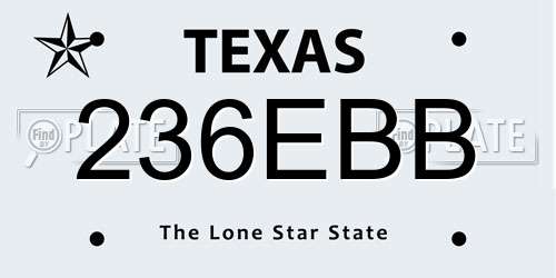 236EBB Texas License Plate