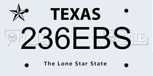 236EBS Texas License Plate