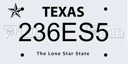 236ES5 Texas License Plate