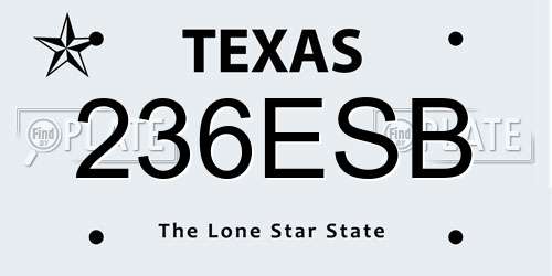236ESB Texas License Plate