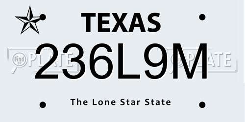 236L9M Texas License Plate