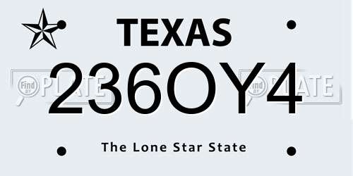 236OY4 Texas License Plate