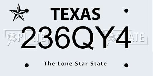 236QY4 Texas License Plate