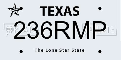236RMP Texas License Plate