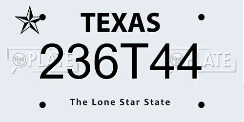 236T44 Texas License Plate