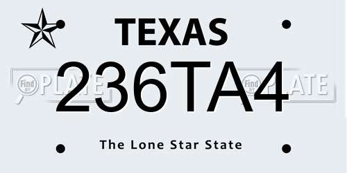 236TA4 Texas License Plate