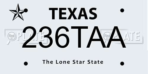 236TAA Texas License Plate