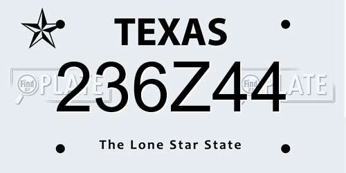 236Z44 Texas License Plate