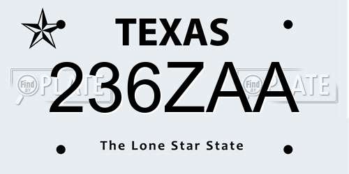 236ZAA Texas License Plate