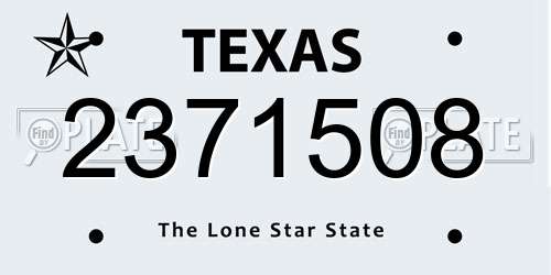 2371508 Texas License Plate