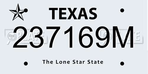 237169M Texas License Plate