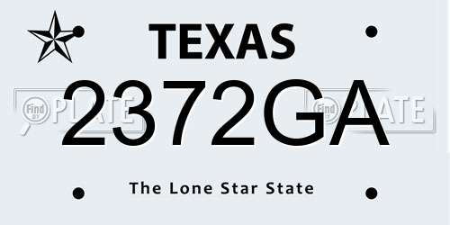 2372GA Texas License Plate