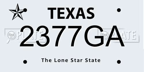 2377GA Texas License Plate