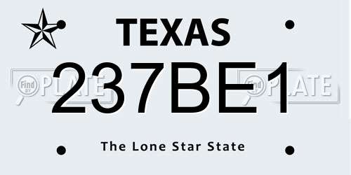 237BE1 Texas License Plate