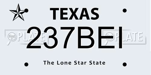 237BEI Texas License Plate