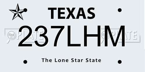 237LHM Texas License Plate