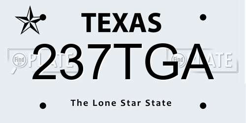 237TGA Texas License Plate