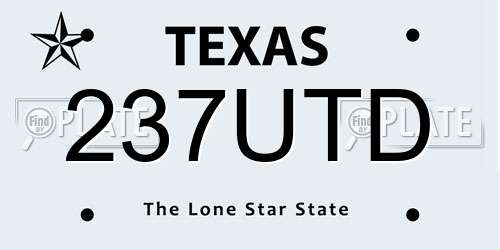 237UTD Texas License Plate